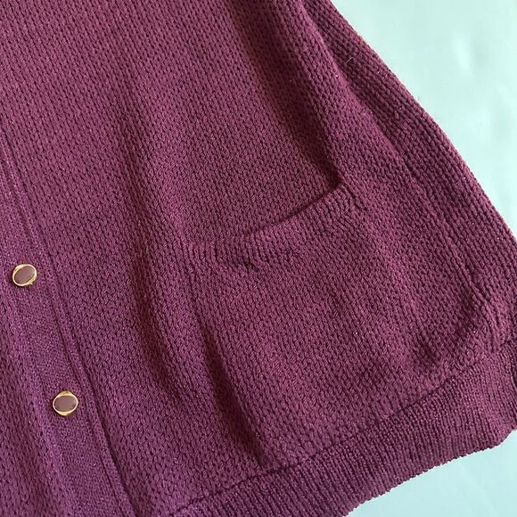 Vintage Marie St John Knit Burgundy 2 Piece Cardigan Pant Set - Picture 9 of 16